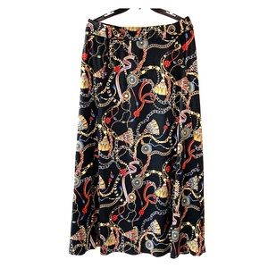 Robert Louis Chain&Tassel Print Black Maxi Skirt